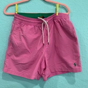 Polo by Ralph Lauren pink Green Swim Trunks M pony board shorts beach resort